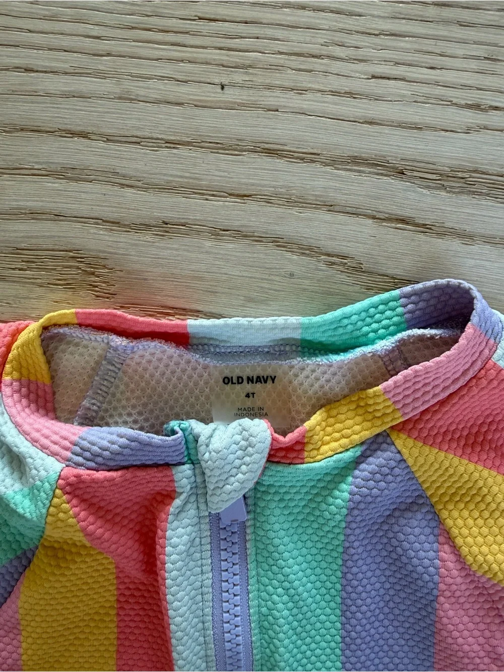 Old navy Kids Long-Sleeve Rainbow Stripe Rashguard Swimsuit - Multicolor